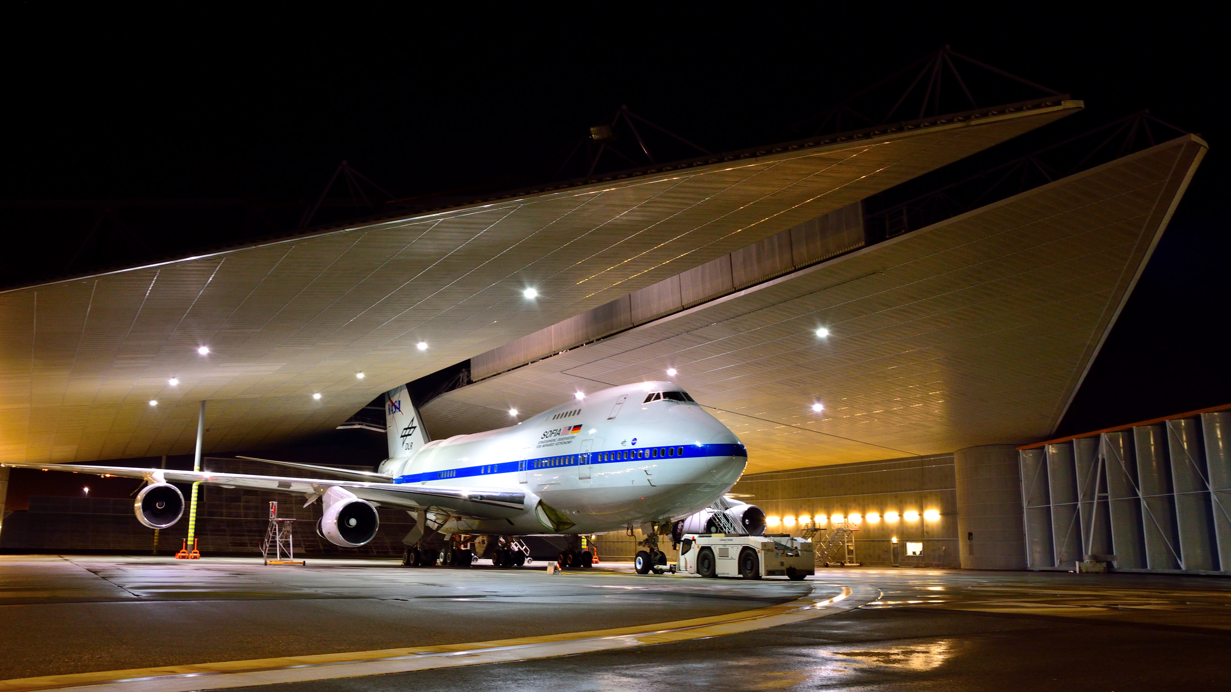 SOFIA at Lufthansa Technik, Hamburg, Germany, preparing for routine C-Check maintenance period